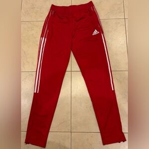 Adidas Kids Red Track Pants Aeroready Size 15-16 Youth XL Good Condition